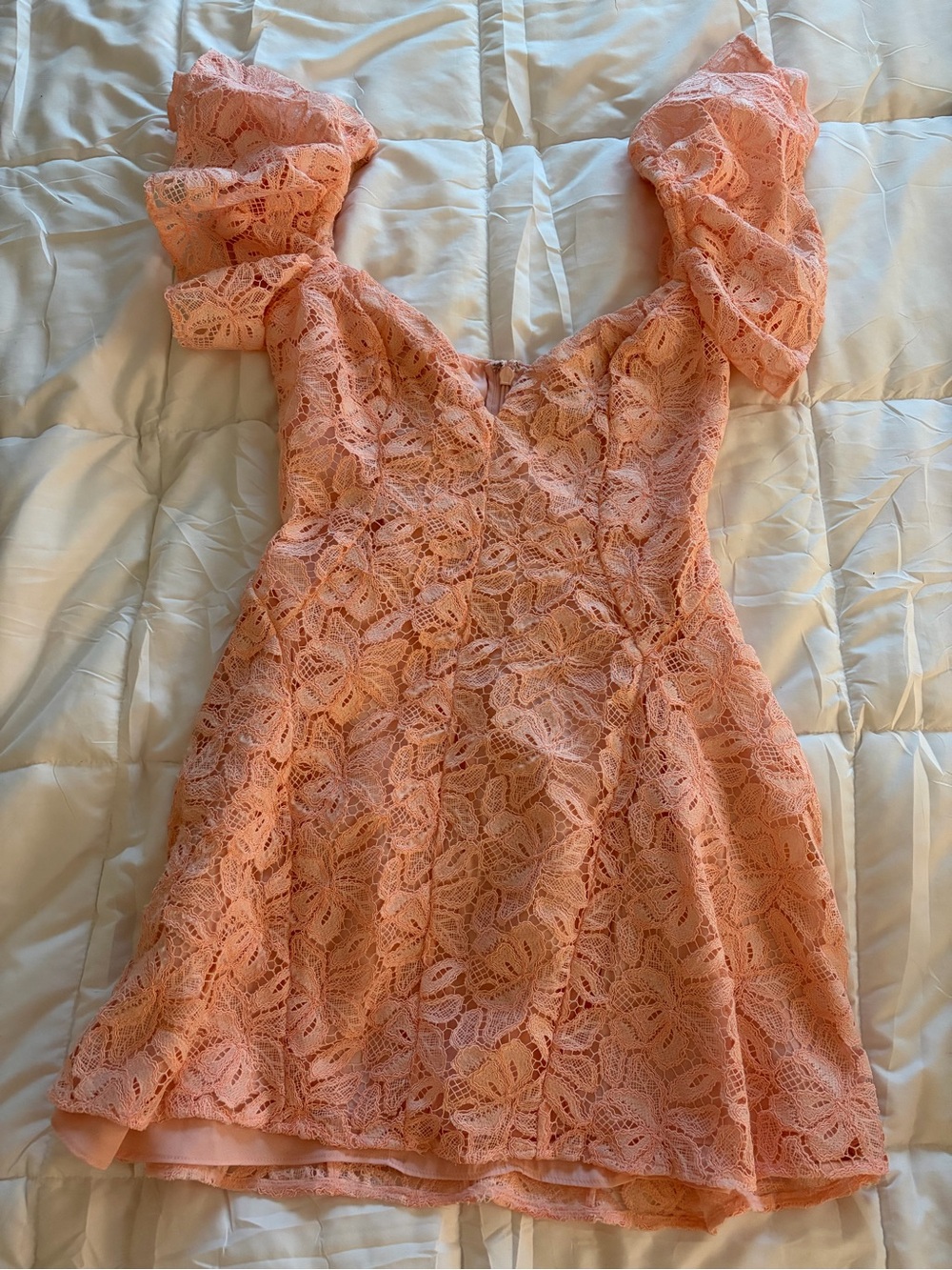 House of CB Coral Lace Puff-Sleeve Mini Dress